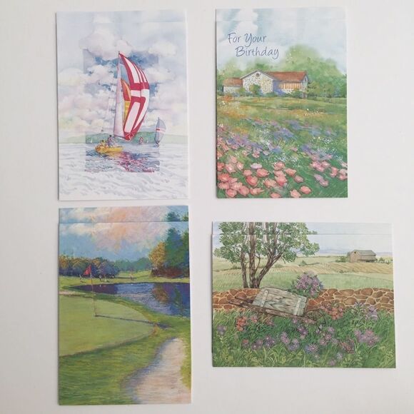 Vintage Current Birthday Cards Bundle/Lot 8 Scenic View Design Printed in USA - Picture 2 of 8